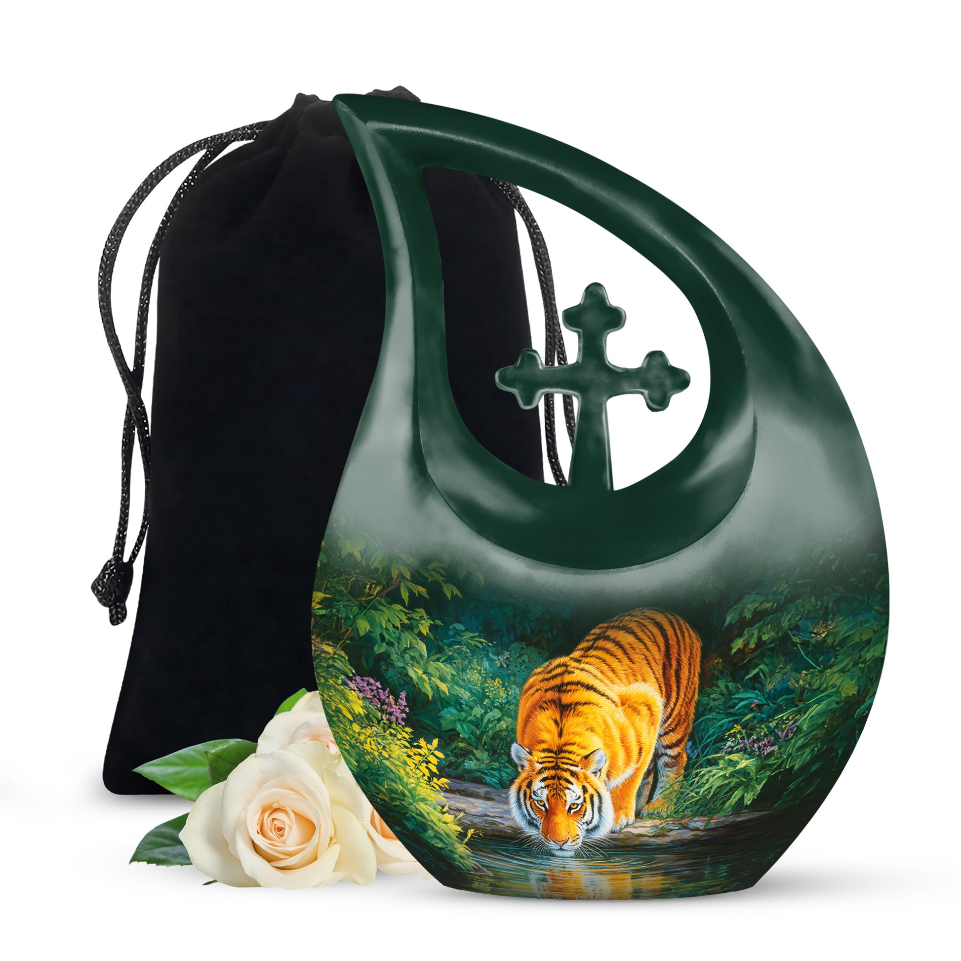 Wildlife Tiger Funeral Urn - Nature River Cremation Urn For Loved Ones
