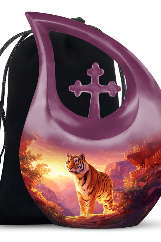 Tiger Tribute Memorial Urn - Sunset Mountain Cremation Urn For Dad