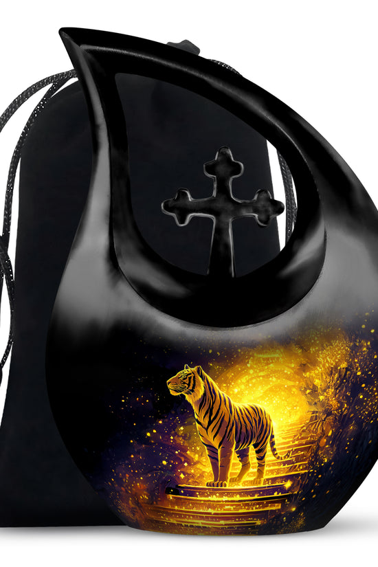 Golden Tiger Memorial Urn - Powerful Cremation Memorial Urn For Dad