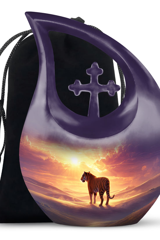 Sunset Tiger Cremation Urn - Majestic Memorial Urn For Male
