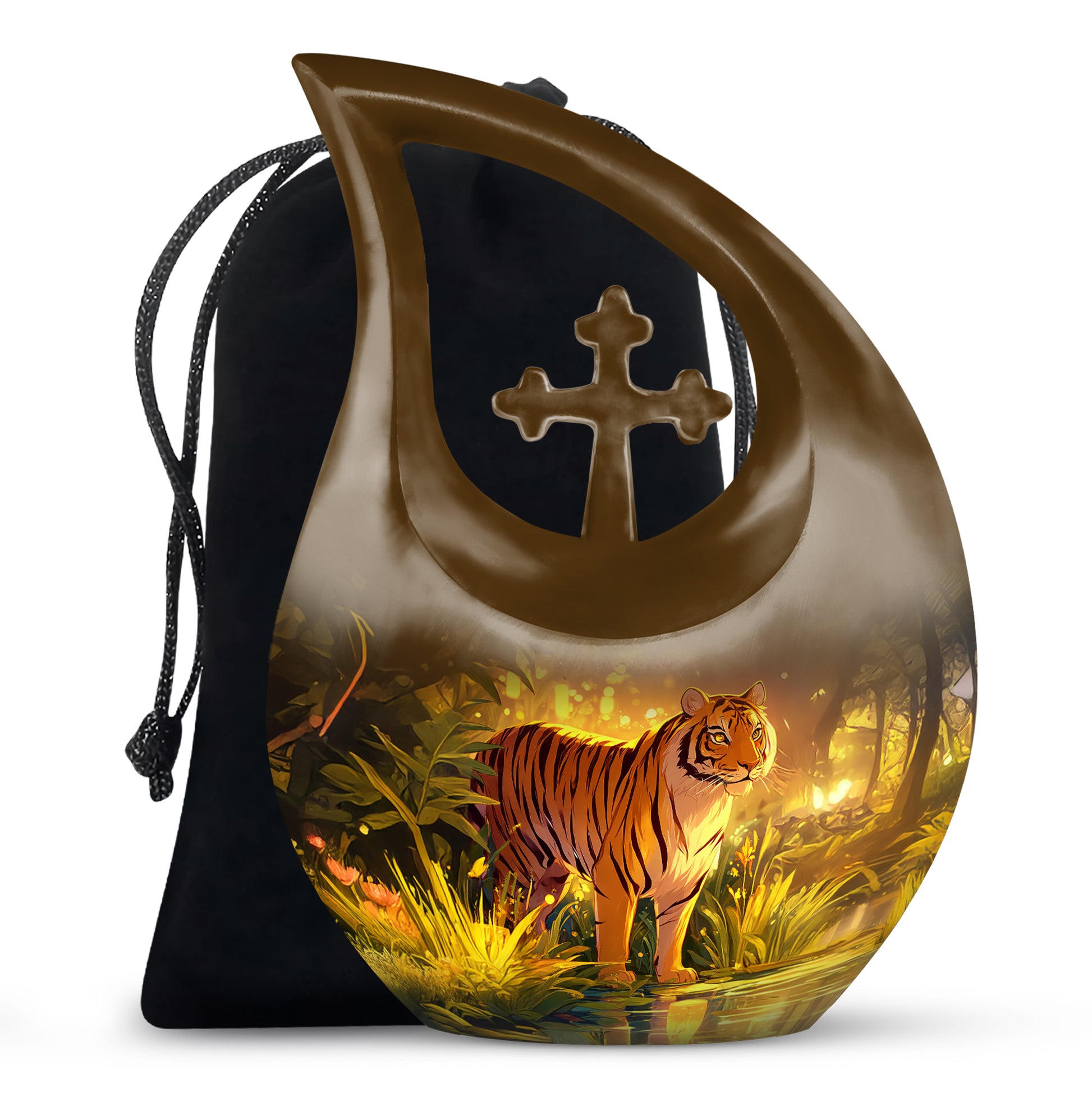Jungle Tiger Funeral Urn - Aristic Cremation Urn For Burial