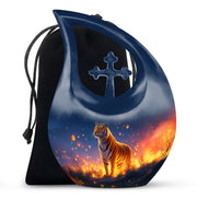 Mountain Tiger Memorial Urn - Beautiful Night Blue Funeral Urn For Humans