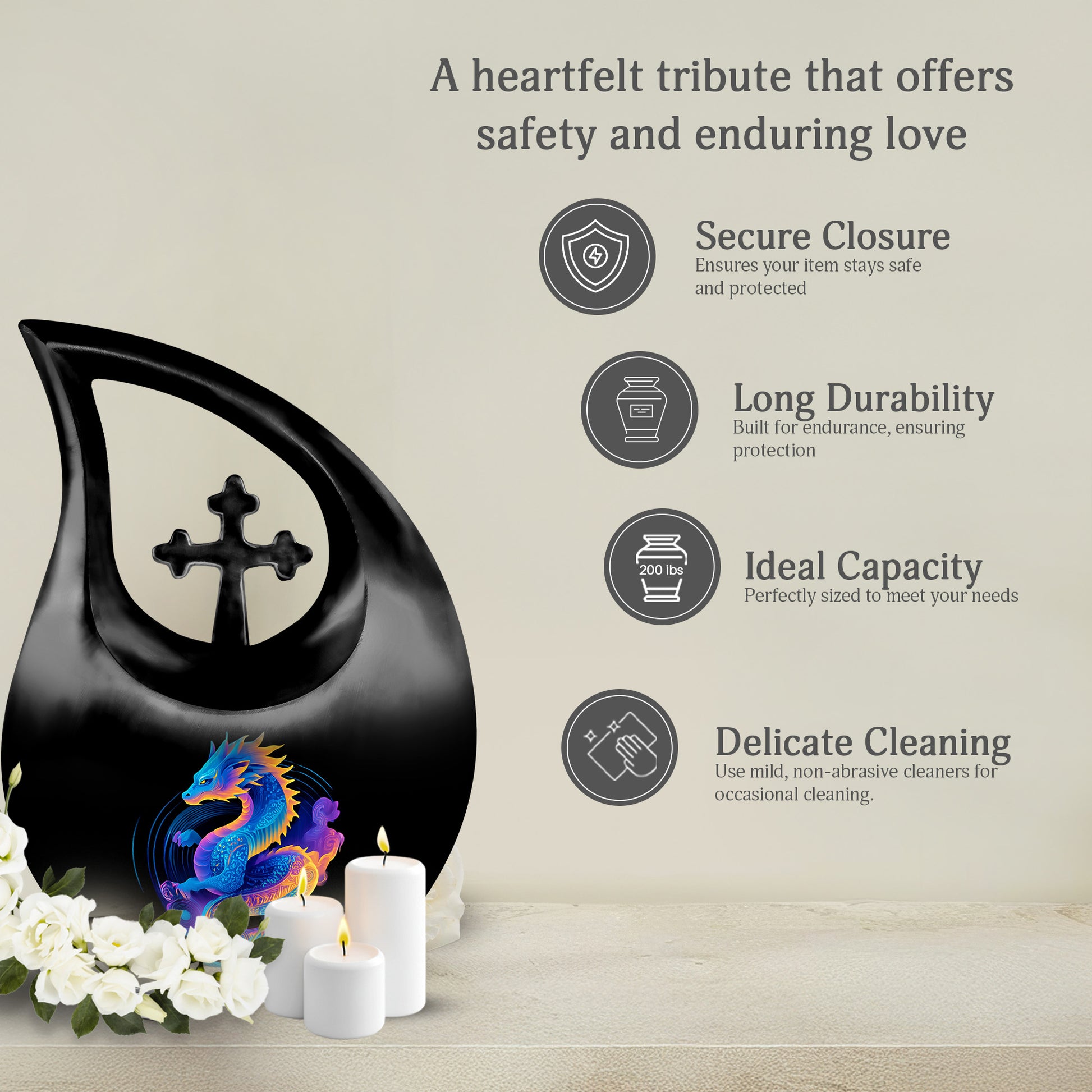 Dragon Memorial Urn - Colorful Cremation Urn For Loved Ashes