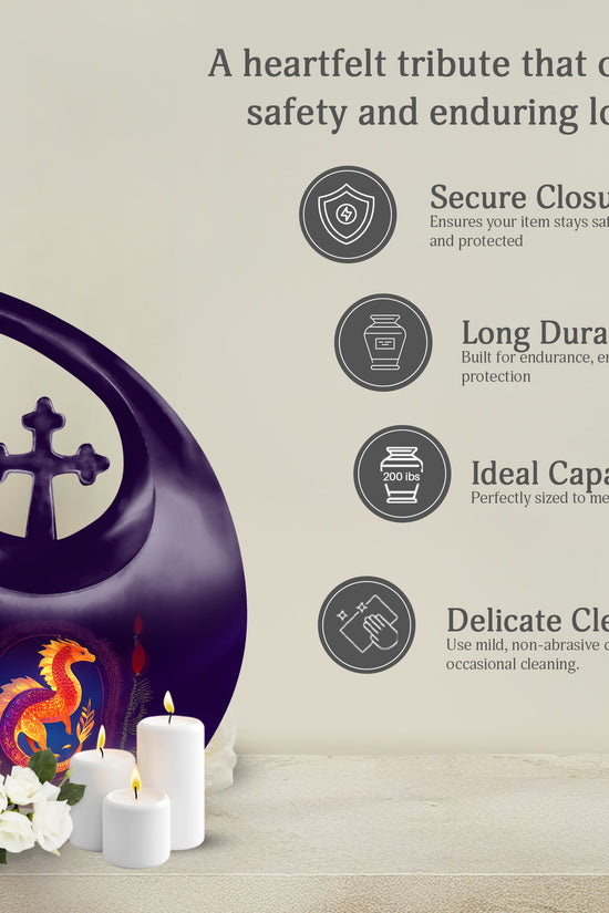 Unique Dragon Cremation Urn - Purple Memorial Urn For Loved Ones