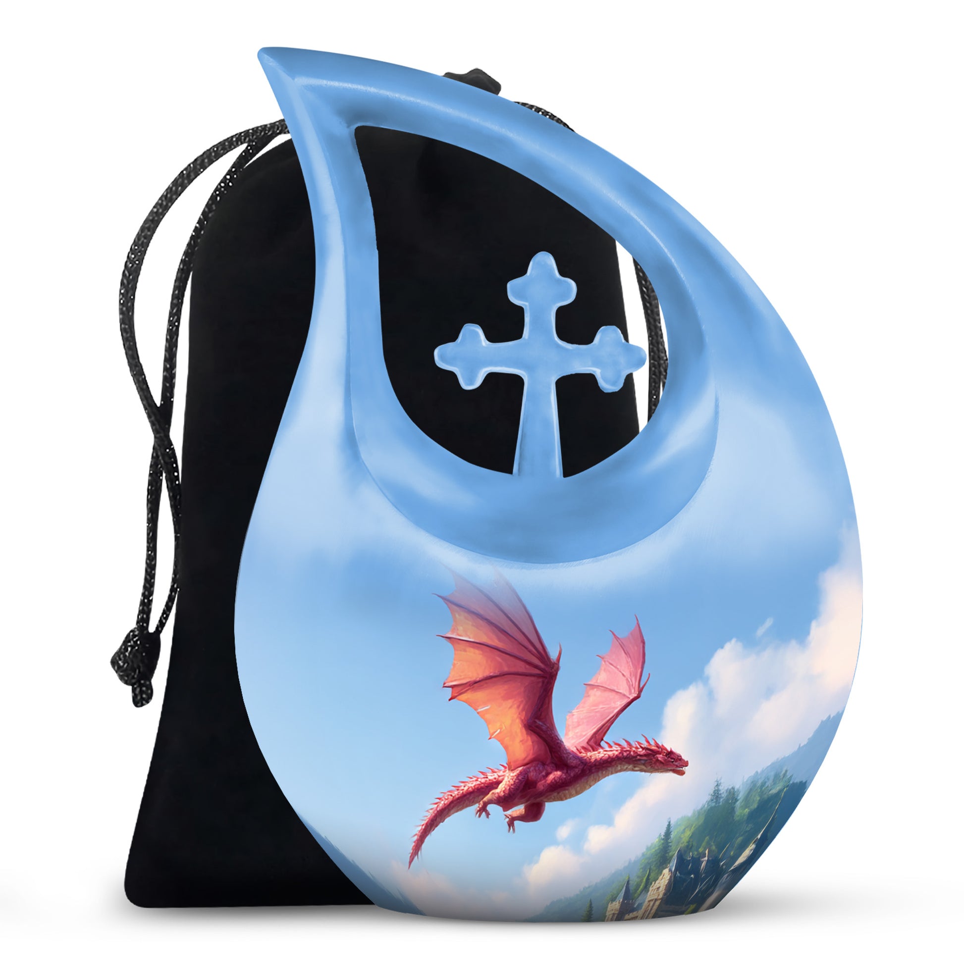 Flying Dragon Funeral Urn - Blue Cremation Urn For Human Ashes