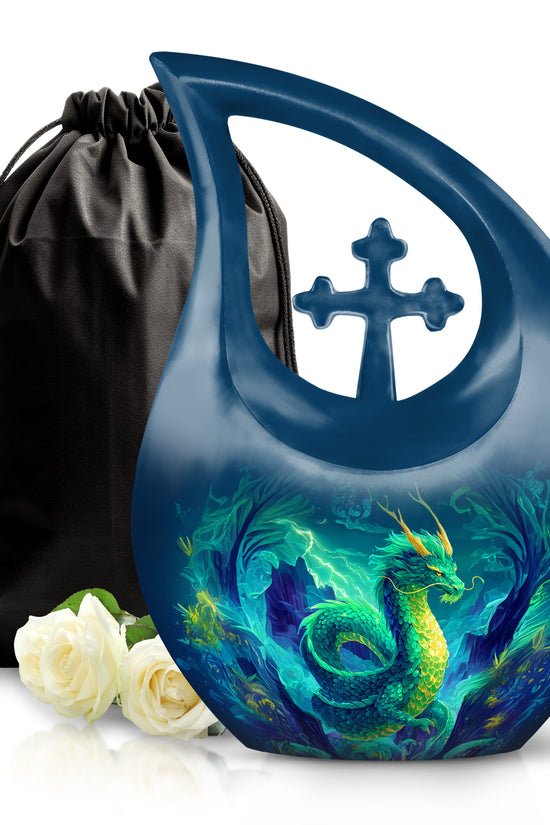 Thunder Dragon Funeral Urn - Fantasy Cremation Memorial Urn For Burial