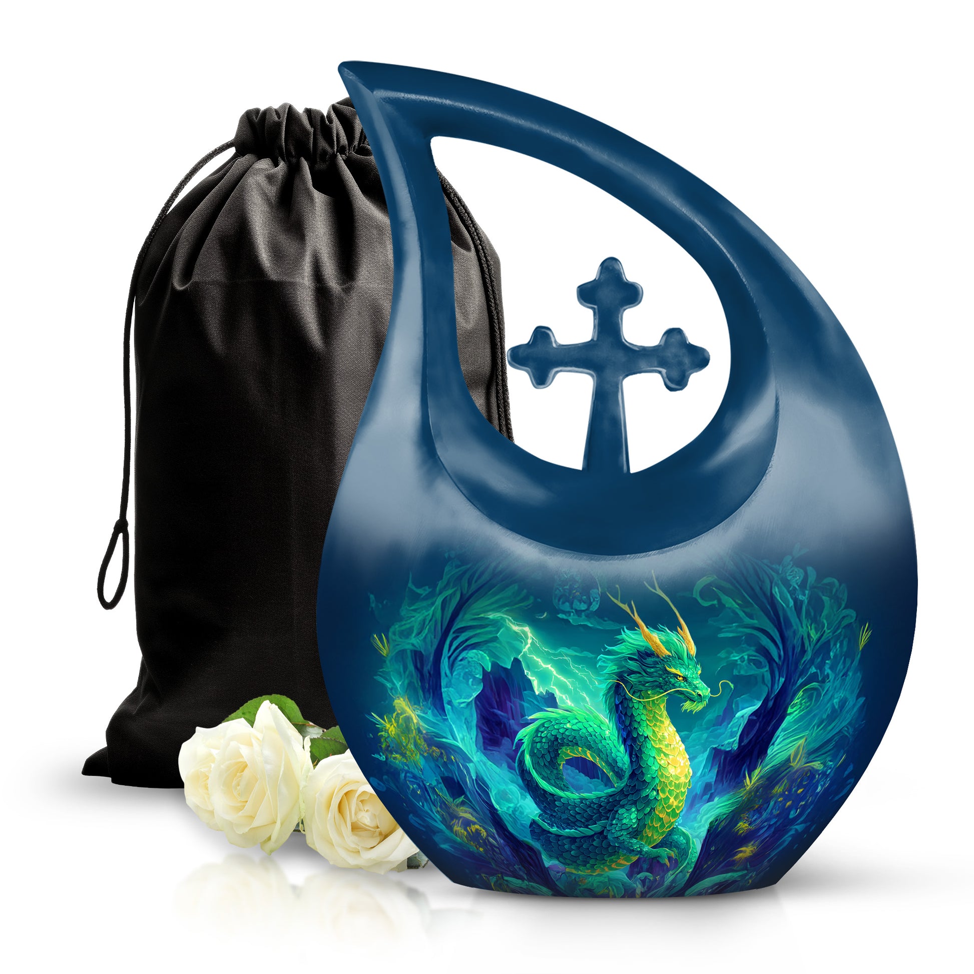 Thunder Dragon Funeral Urn - Fantasy Cremation Memorial Urn For Burial