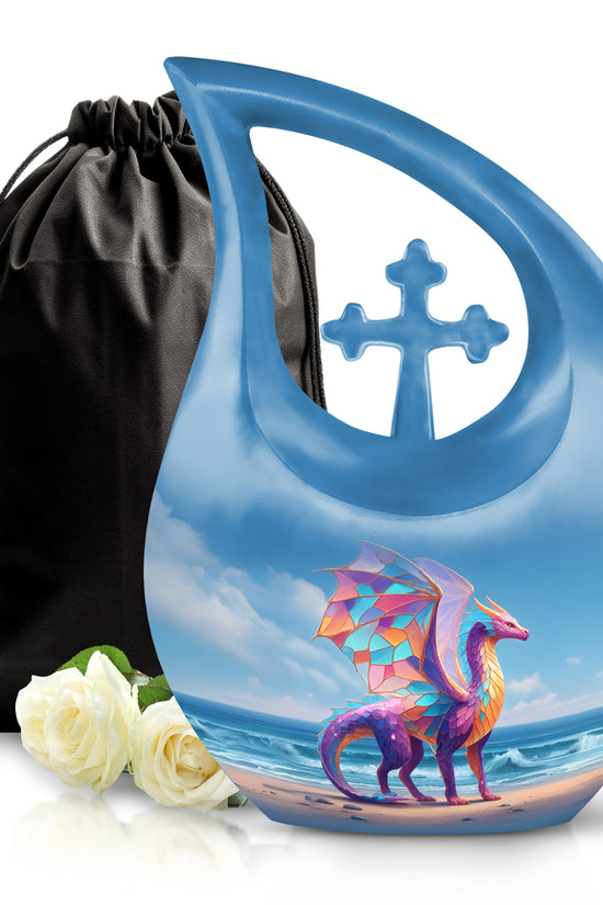 Colorful Dragon Memorial Urn - Ocean Fantasy Cremation Urn For Burial