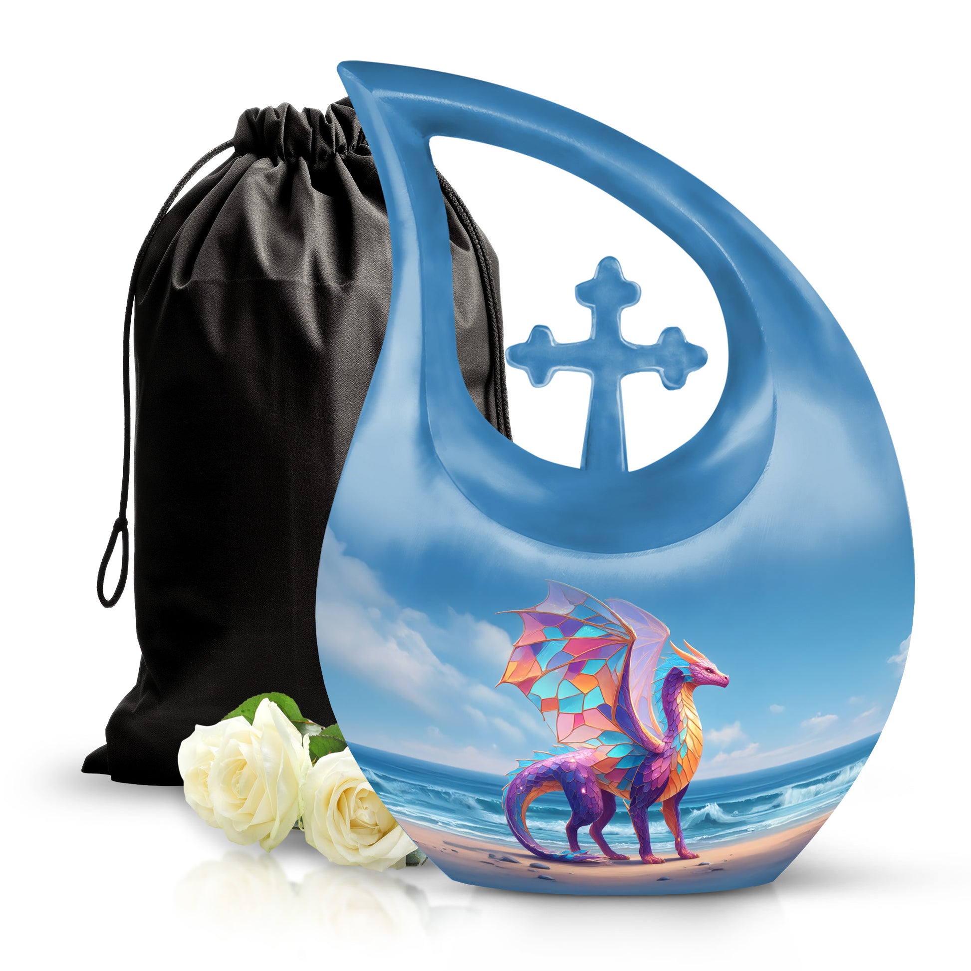 Colorful Dragon Memorial Urn - Ocean Fantasy Cremation Urn For Burial