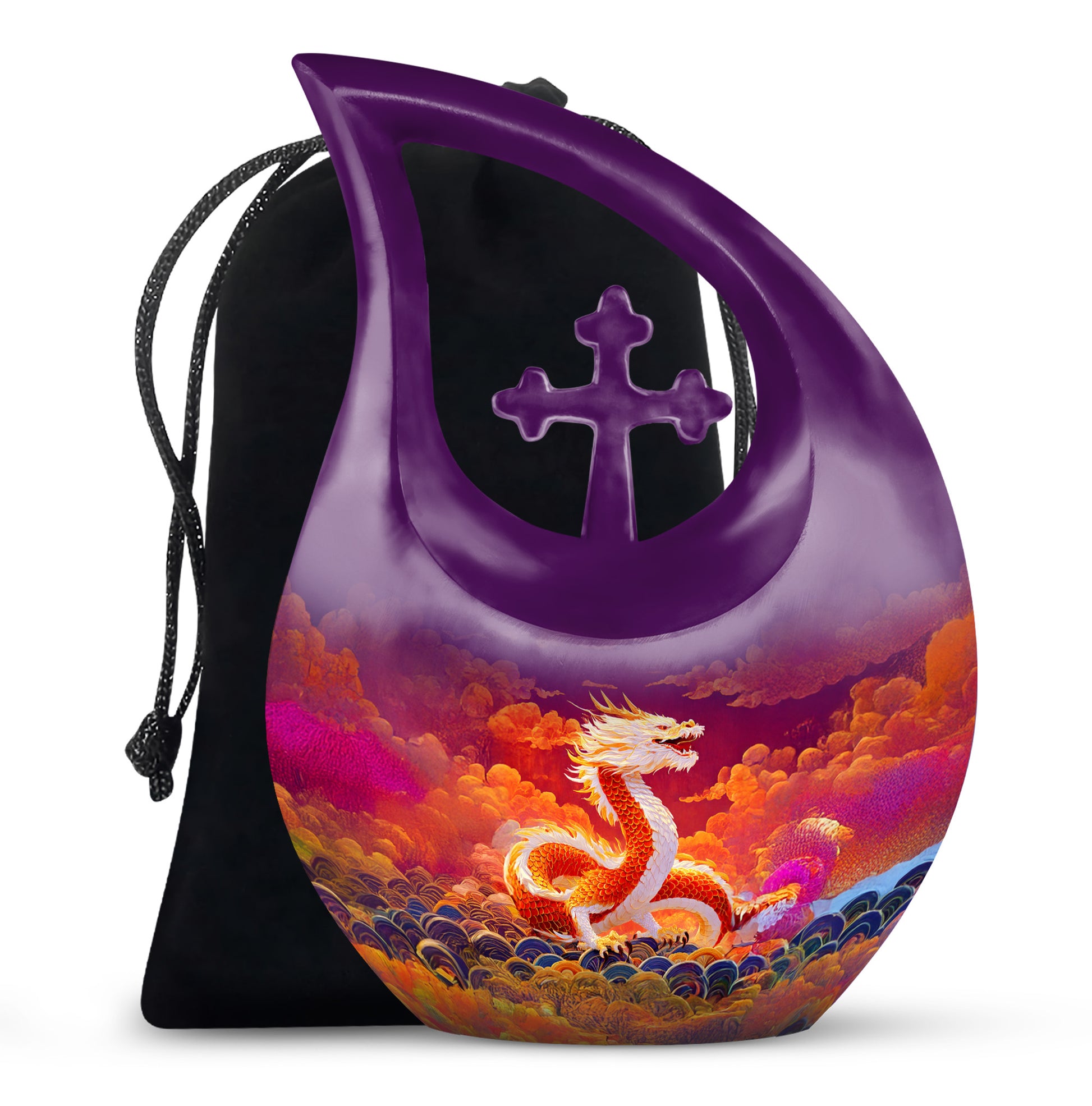 Asian Dragon Memorial Urn - Fire Themed Cremation Urn For Loved Ones