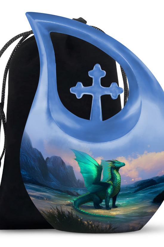 Green Dragon Memorial Urn For Ashes - Beautiful Cremation Urn For Burial