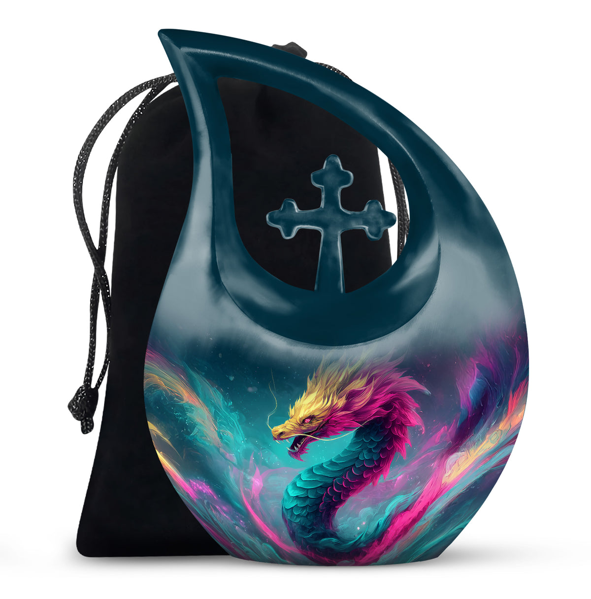 Colourful Dragon Memorial Urn - Aluminium Cremation Urn For Adult Ashes