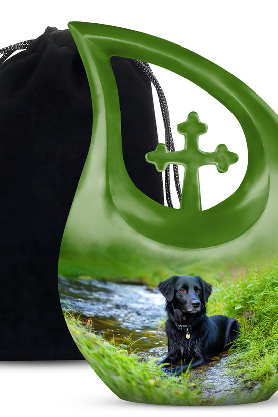 Black Dog Cremation Urn - Beautiful Peaceful Tribute For Loved Ones