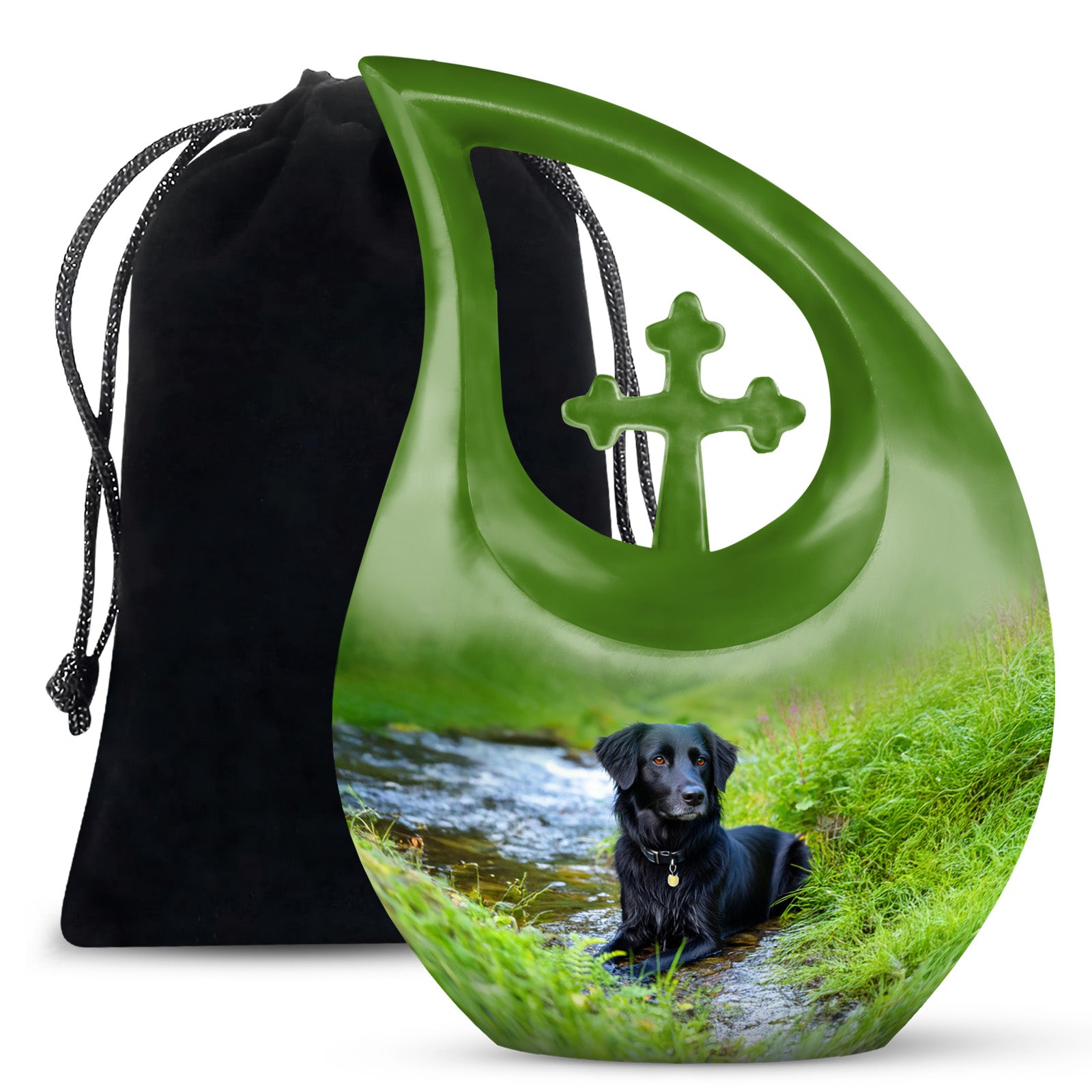 Black Dog Cremation Urn - Beautiful Peaceful Tribute For Loved Ones