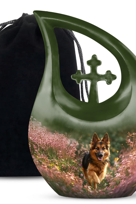 German Shephard Themed Burial Urn - Beautiful Urns For Pet Ashes