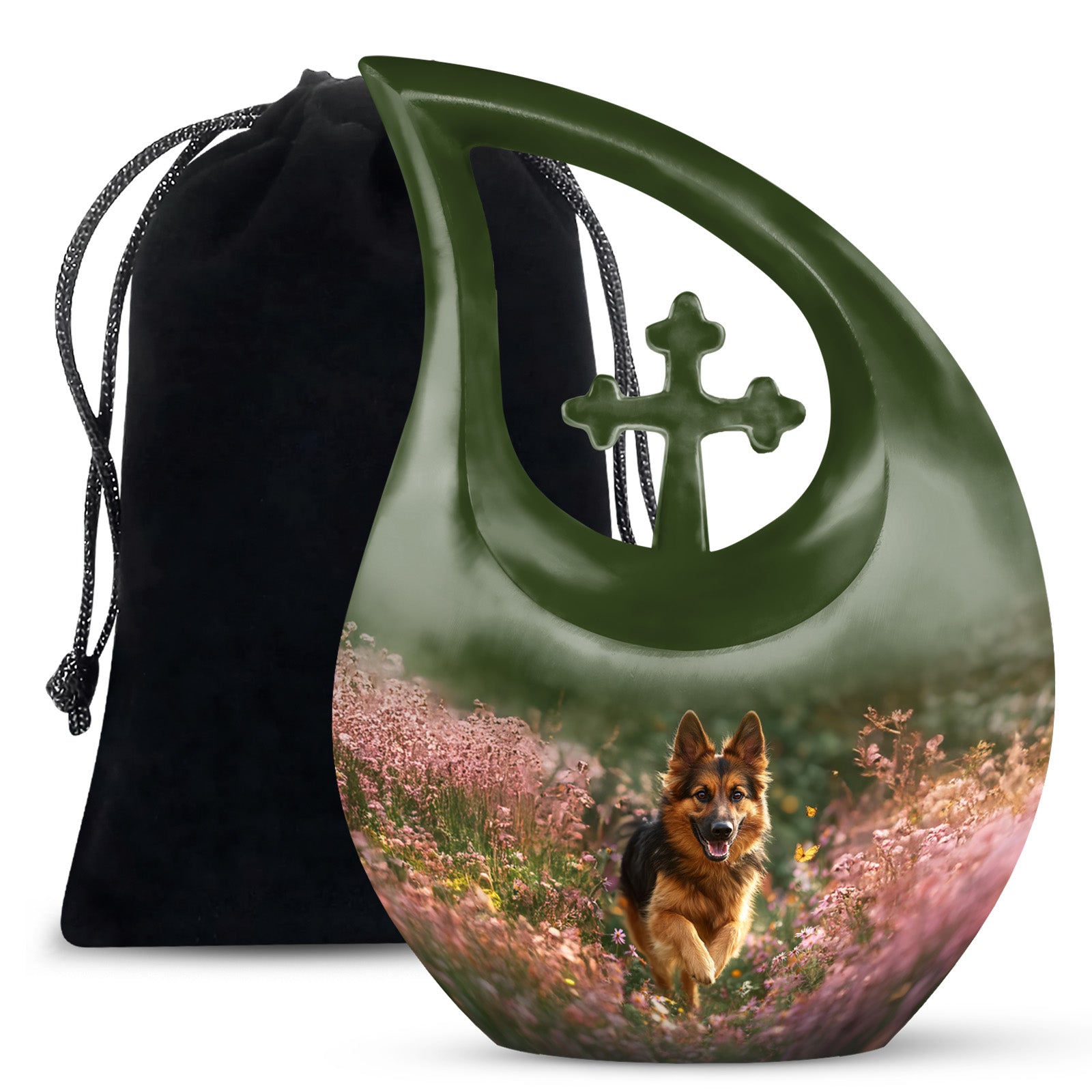 German Shephard Themed Burial Urn - Beautiful Urns For Pet Ashes