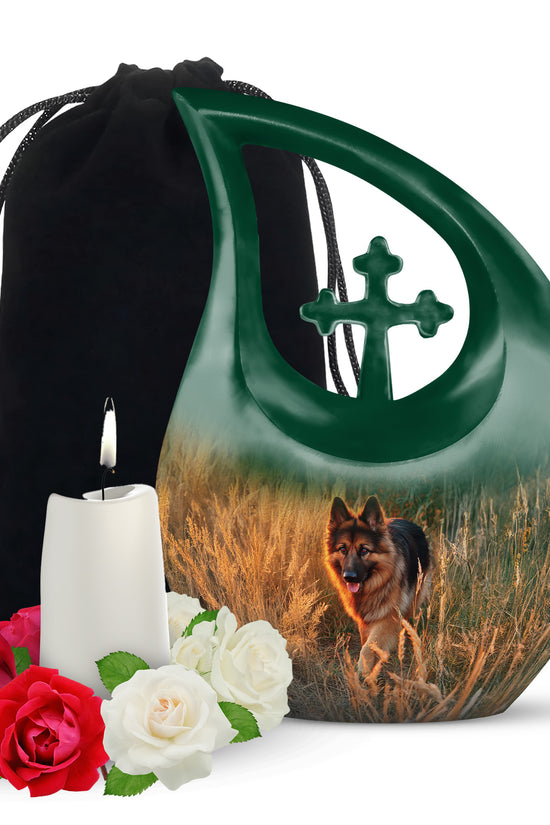German Shephard Urn For Pet Ashes - Grassfield Pet Memorial Urn