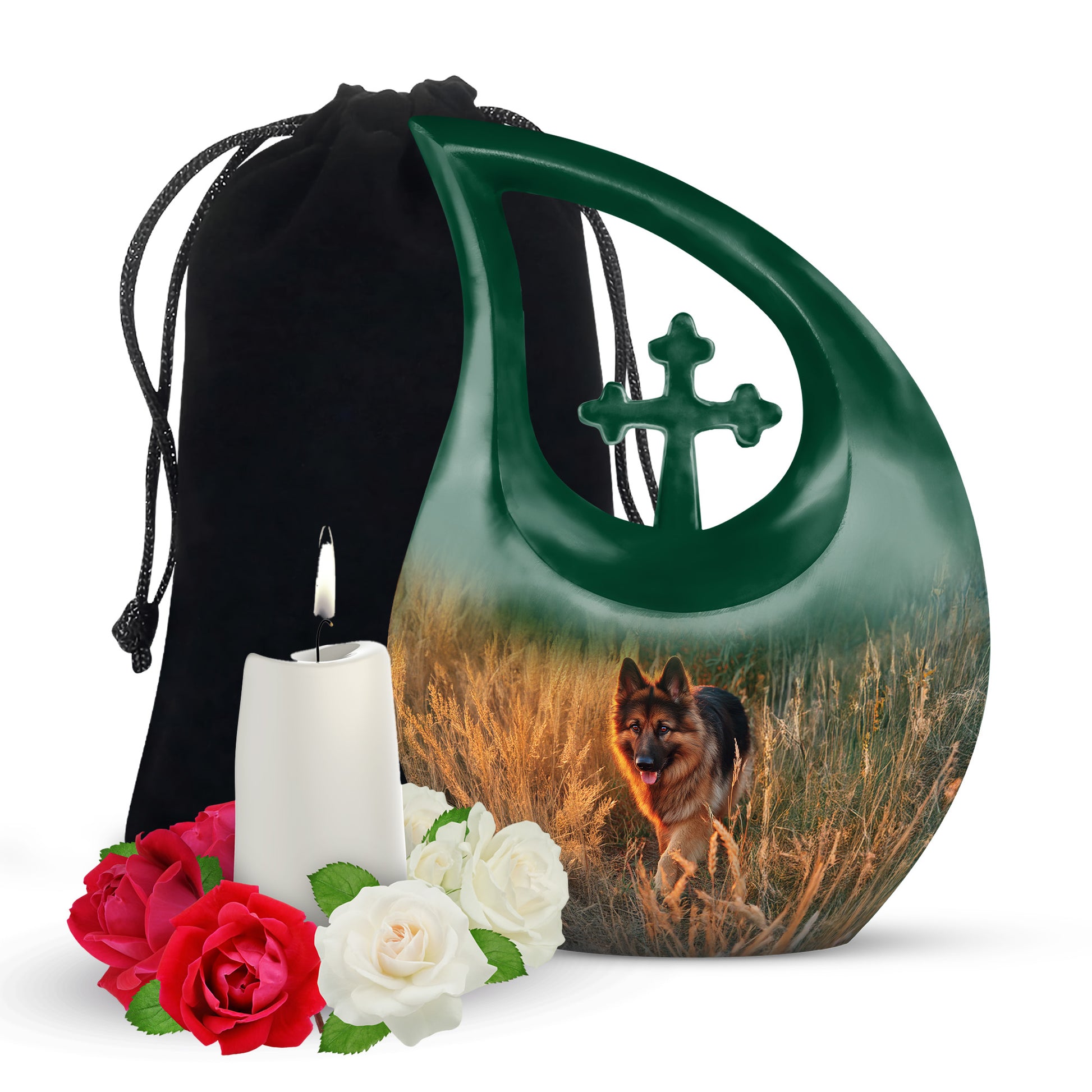 Peaceful Sunset Dog Memorial Urn - German Shepherd Funeral Urn For Ashes