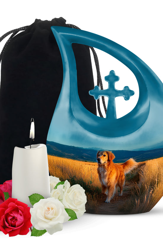 Golden Retriever Cremation Urn For Burial - Goldenfield Funeral Ashes Urn For Pet