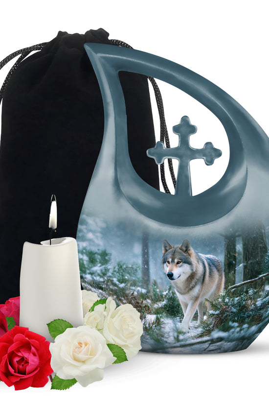 Dog Memorial Urn For Ashes - Husky Themed Cremation Urn For Pet Dog