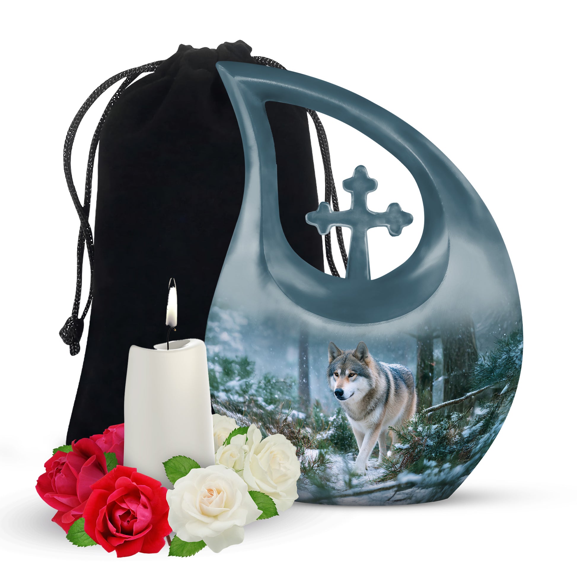 Dog Memorial Urn For Ashes - Husky Themed Cremation Urn For Pet Dog