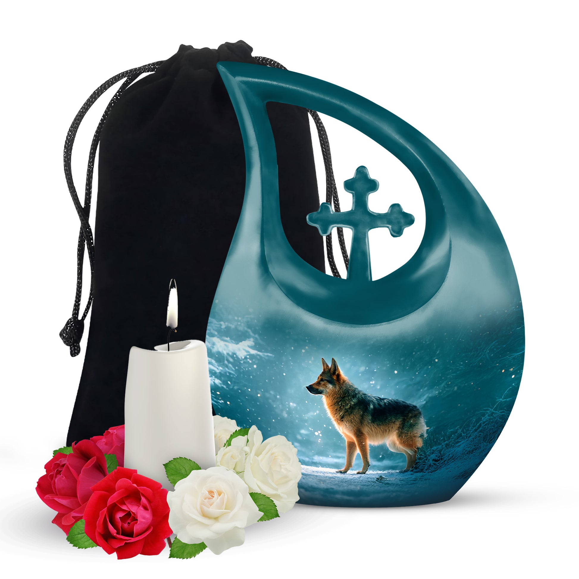 Snowfall Memorial Urn For Dogs - German Shephard Cremation Urn For Sale