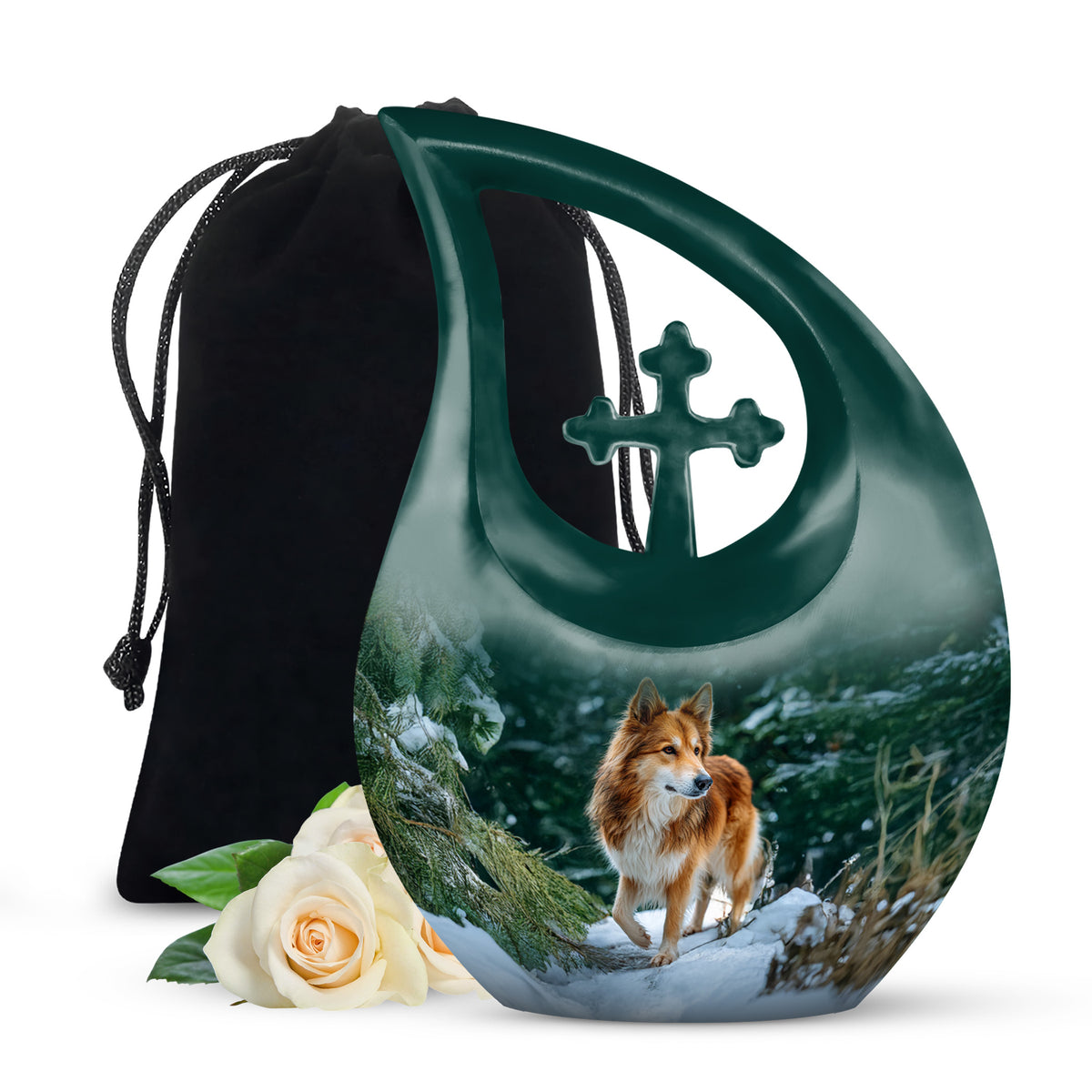 Brown Dog Urn For Cremated Ashes - Snowy Mountain Urns For Pet