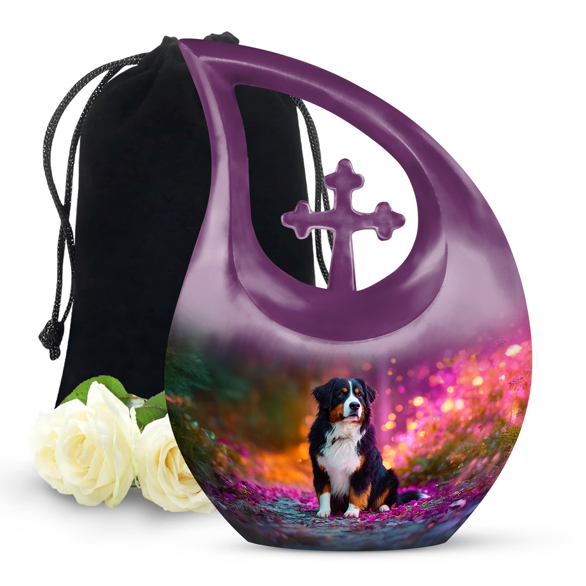 Bernese Mountain Dog Themed Urn - Personalized Pet Urns For Ashes