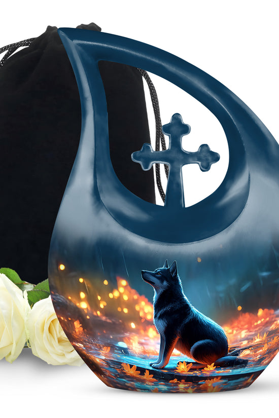 Dog in Rain Scenic Urns - Handracfted Personalized Urns For Pet Ashes