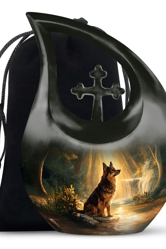 German Shepherd Fuenral Urn - Peaceful Forest Memorial Urn For Dog
