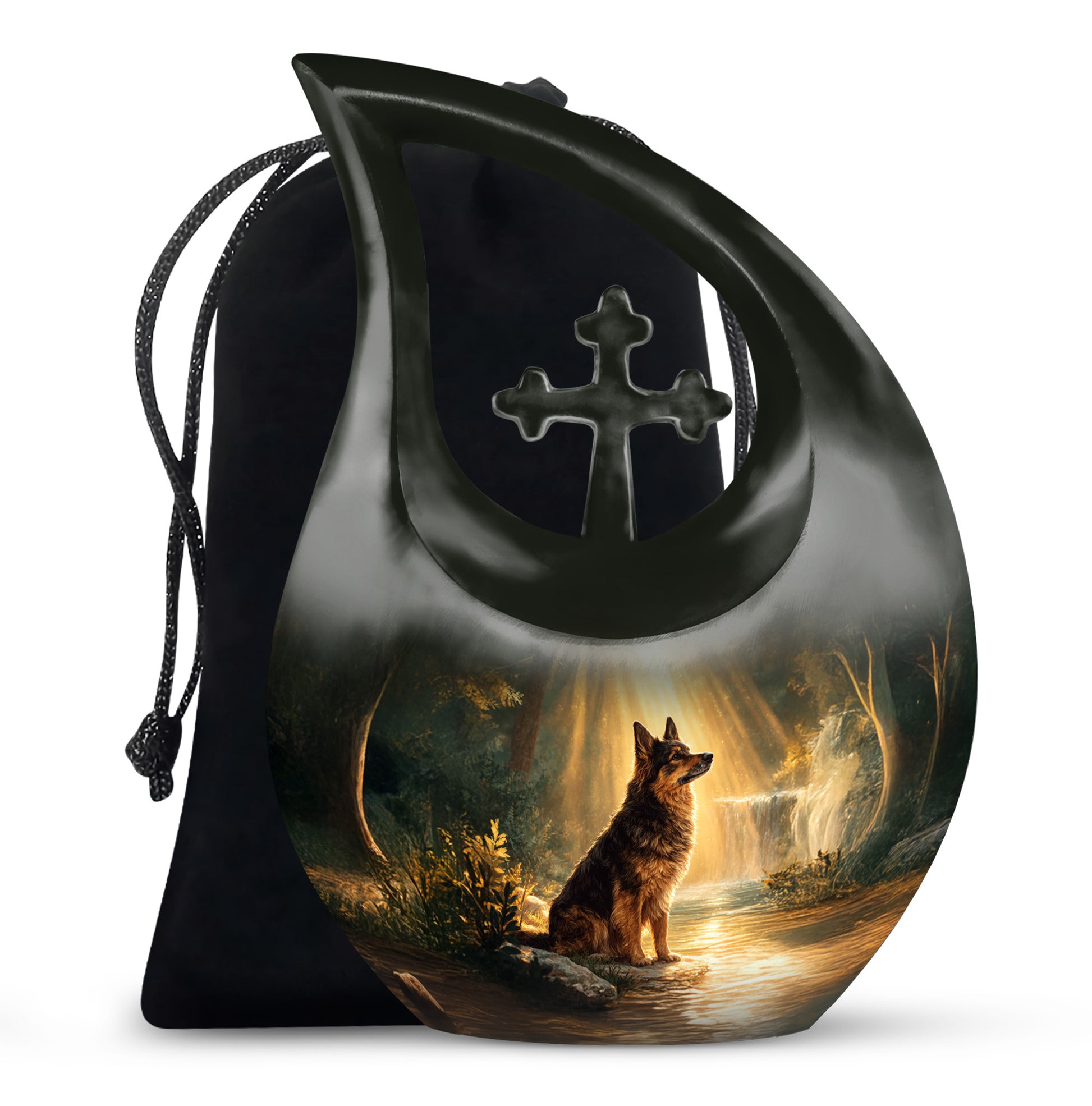 German Shepherd Fuenral Urn - Peaceful Forest Memorial Urn For Dog