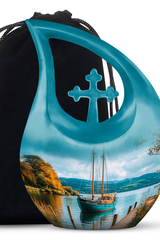 Sailboat Funeral Urn - Lake Memorial Urn For Male & Female Ashes