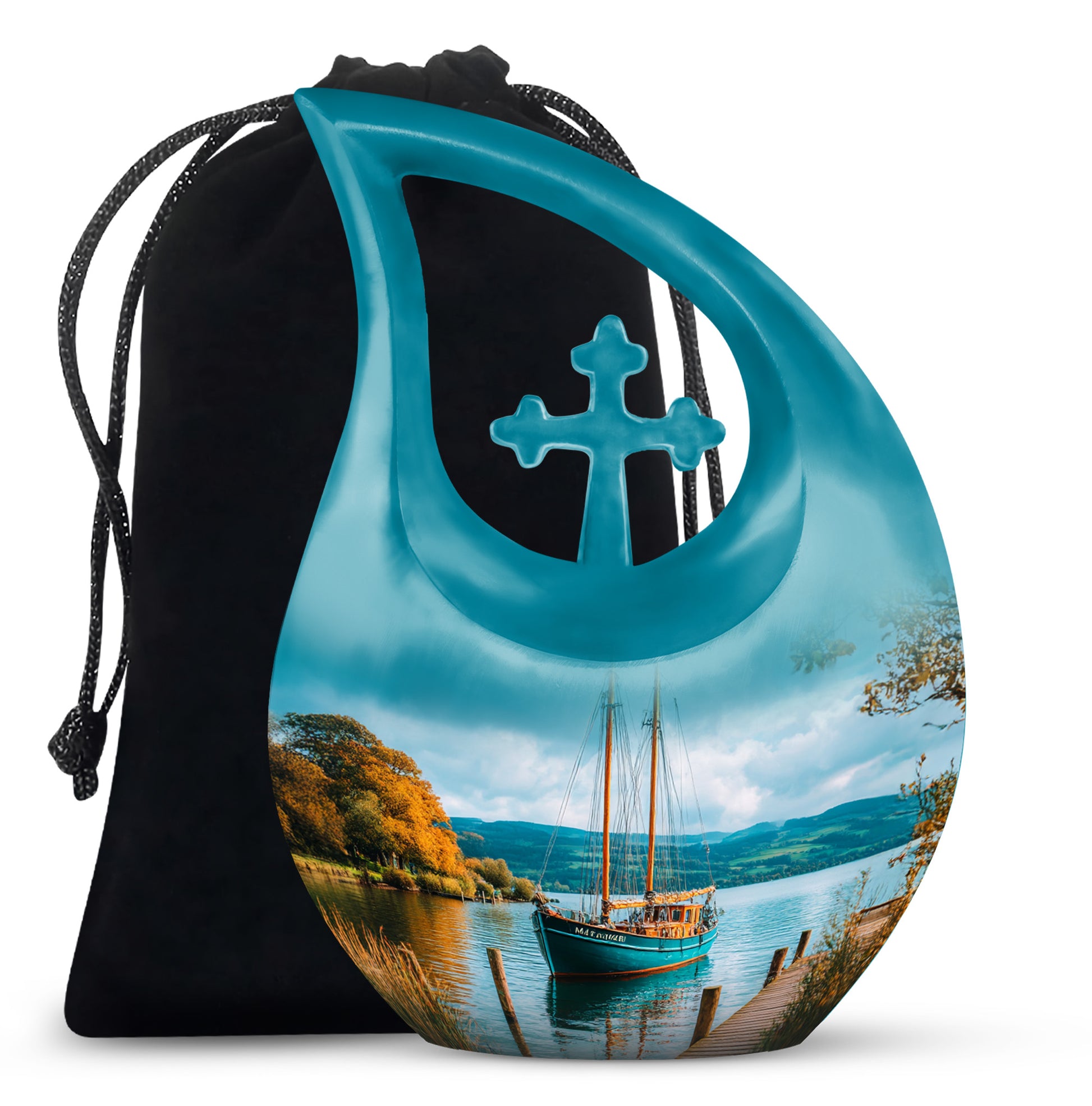 Sailboat Funeral Urn - Lake Memorial Urn For Male & Female Ashes