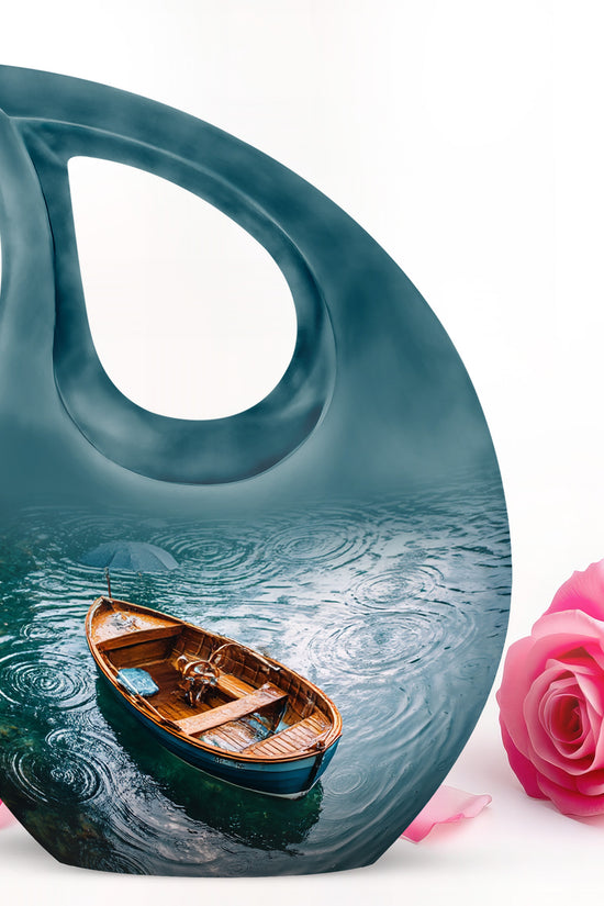 Personalized Elegant Boat Cremation Urns - Teal 10-inch, 200 cu in - Karyliz