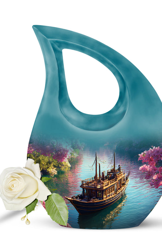 Personalized Pink Sovereign Boat Cremation Urns for Human Ashes - 10-inch, 200 cu in - Karyliz