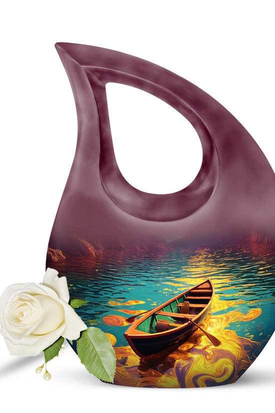 Personalized Teal Boat Cremation Urns for Ashes - Majestic 10-inch - Karyliz