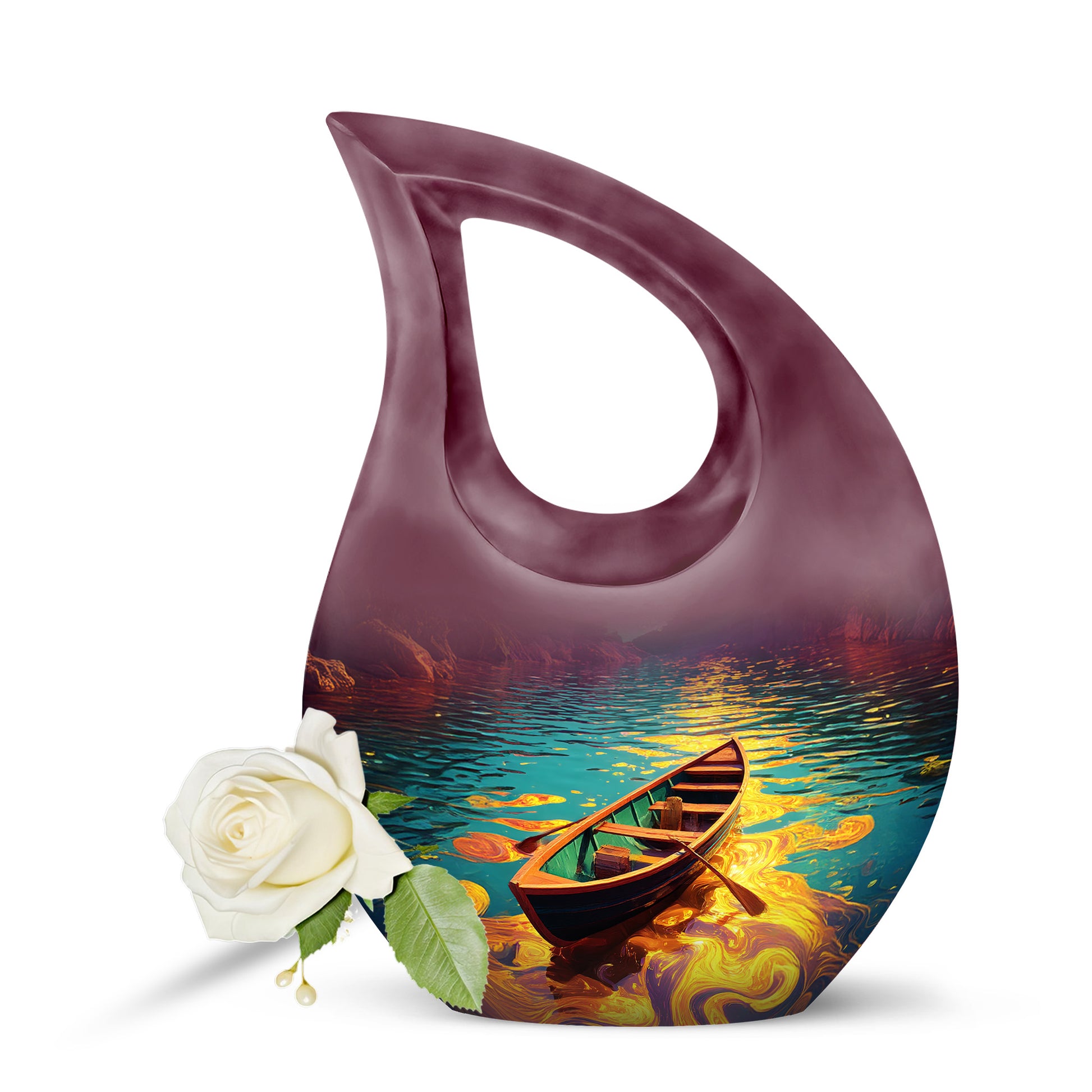 Personalized Teal Boat Cremation Urns for Ashes - Majestic 10-inch - Karyliz