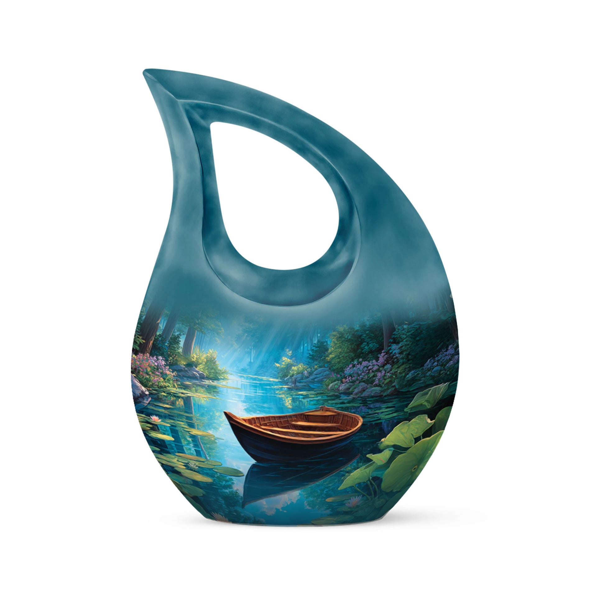 Remarkable Boat Memorial Cremation Urns - Blue 10-inch, 200 cu in - Karyliz