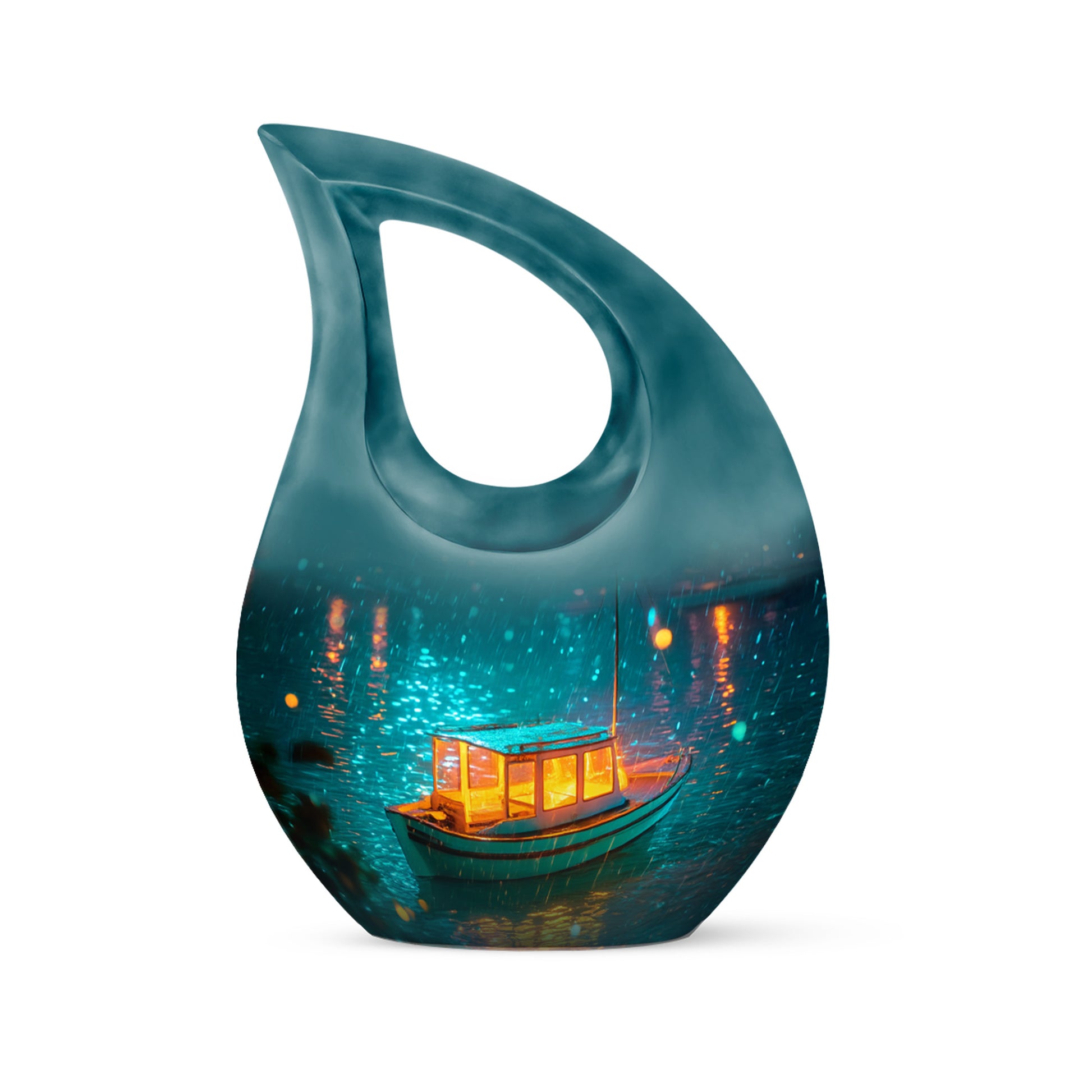 Teal Boat Cremation Urns - Imperial Haven 10-inch, 200 cu in - Karyliz