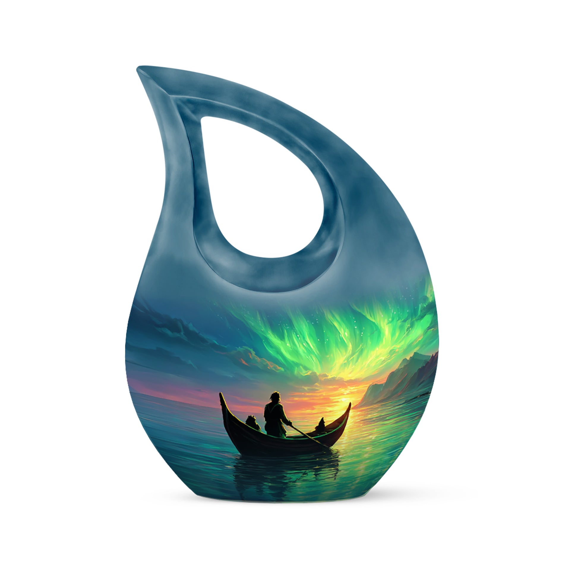 Distinguished Blue Boat Cremation Urn for Ashes - 10-inch, 200 cu in - Karyliz