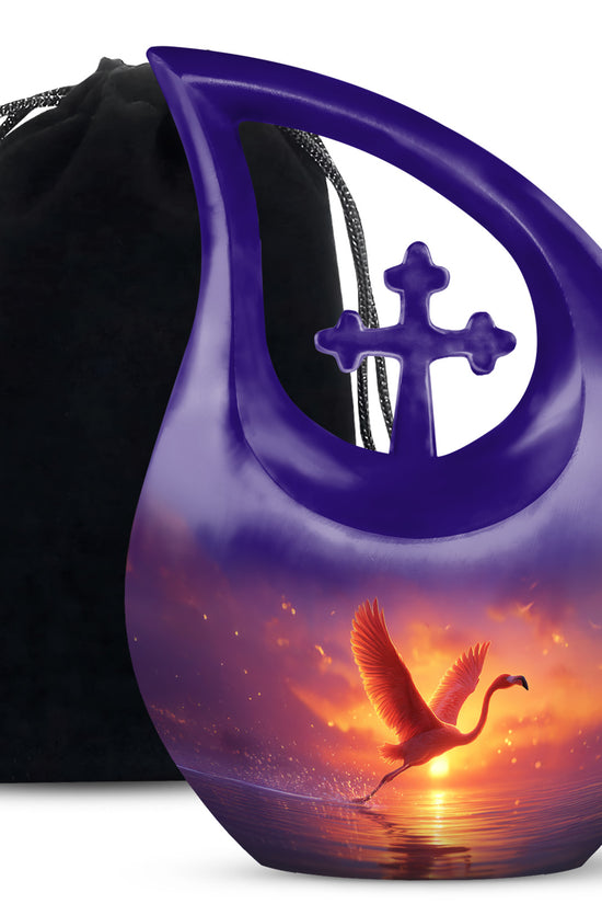 Flying Flamingo Cremation Urn - Sunset Scenic Urns For Human Ashes