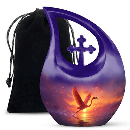 Flying Flamingo Cremation Urn - Sunset Scenic Urns For Human Ashes