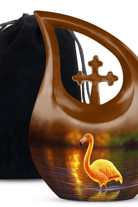 Golden Flamingo Cremation Urn - Artistic Urns For Human Ashes