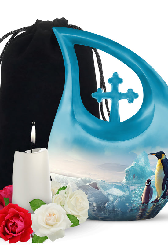 Penguin Family Memorial Urn - Arctic Cremation Urn For Loved Ones