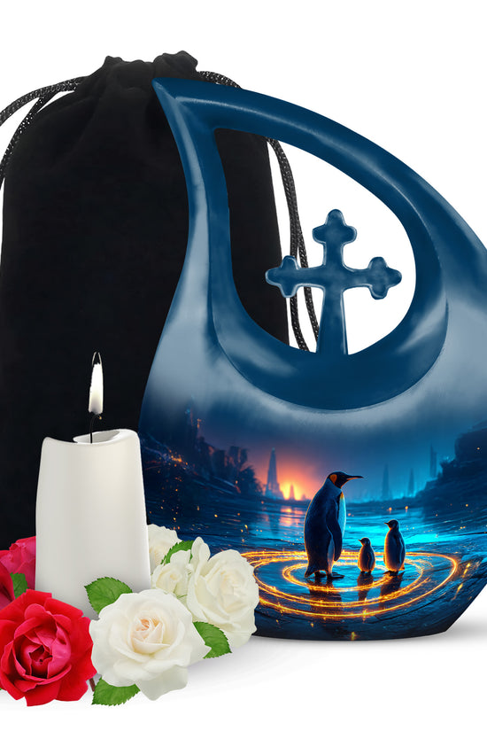 Penguin Night Glow Creamtion Urn - Elegant Funeral Urn For Ashes