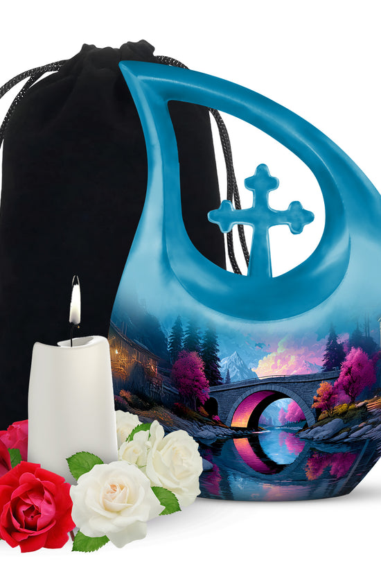 Bridge Landscape Cremation Urn For Ashes – River Memorial Urn For Burial