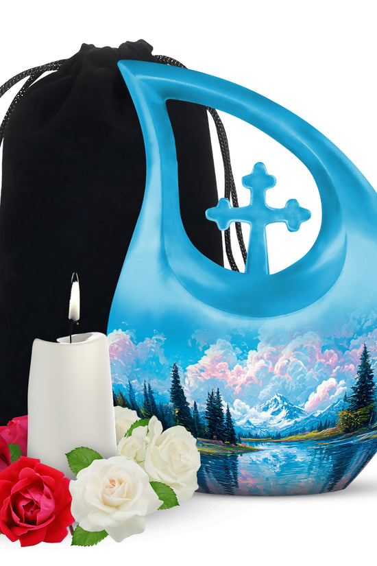Beautiful Mountain Cremation Urn - Peaceful Nature Memorial Urn For Human Ashes