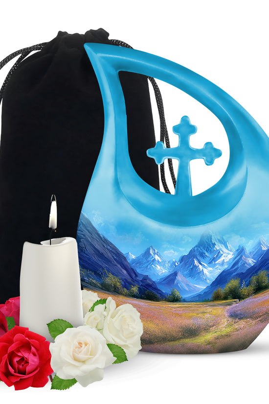 Snow Mountain Funeral Urn - Scenic Nature Cremation Urn For Loved Ones