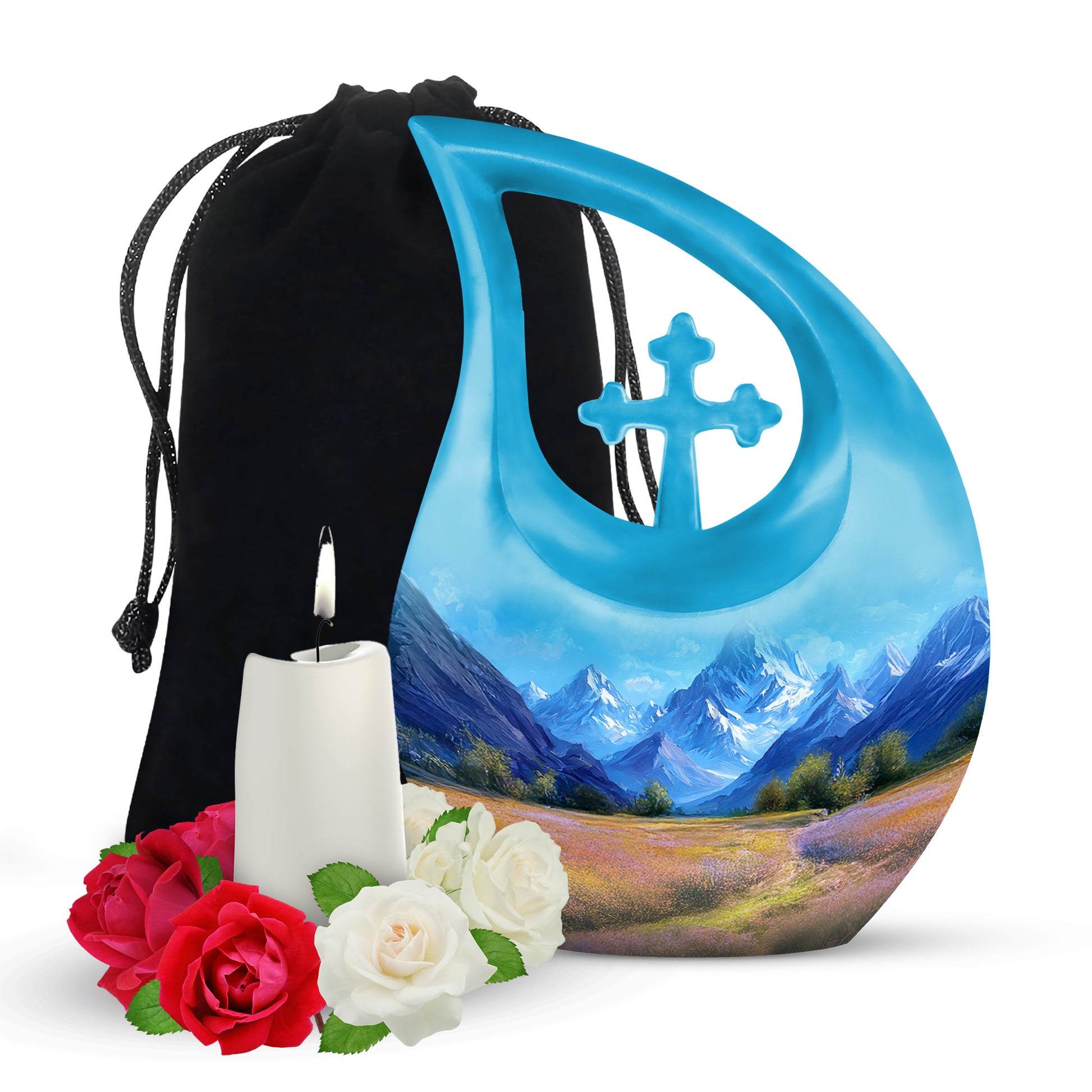 Snow Mountain Funeral Urn - Scenic Nature Cremation Urn For Loved Ones