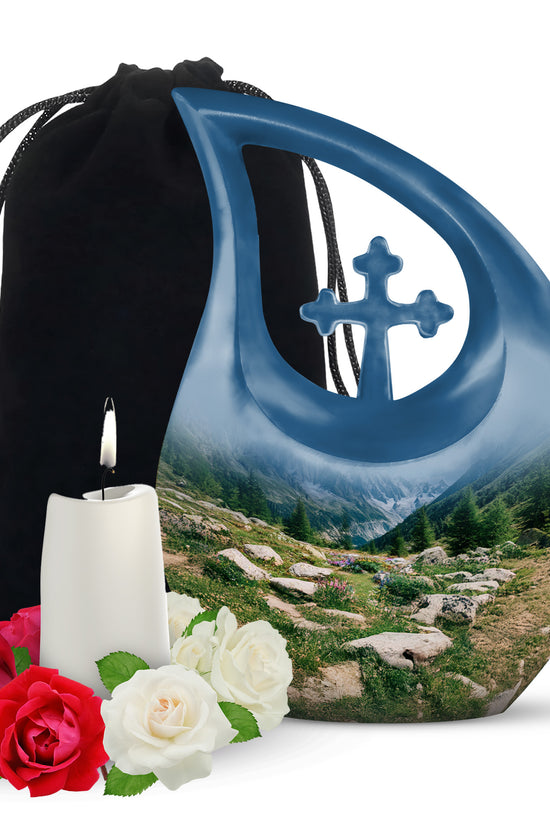 Mountain Valley Funeral Urn - Peaceful Nature Tribute Memorial Urn For Adult Ashes